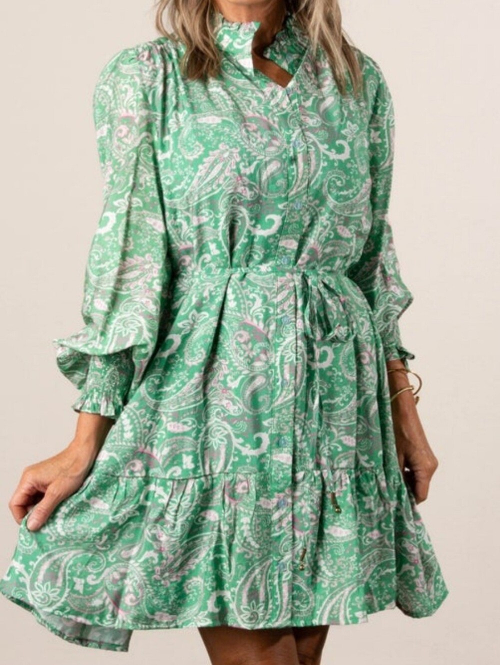 NWT Fate Dress Green Paisley Size S